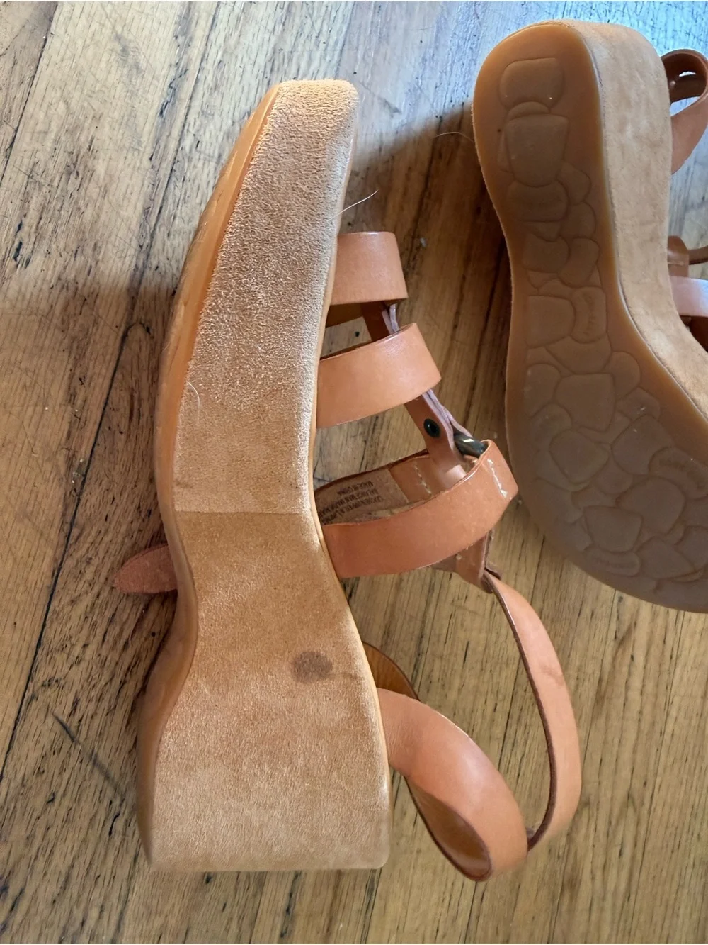 Kork-Ease Women's Tan Leather Wedge Sandals